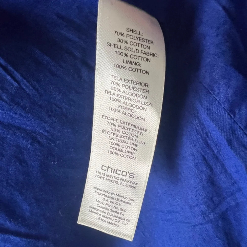 Chico's Artisan Jacquard Blocked Pattern Black/Blue Jacket Size Medium EUC - Picture 5 of 7